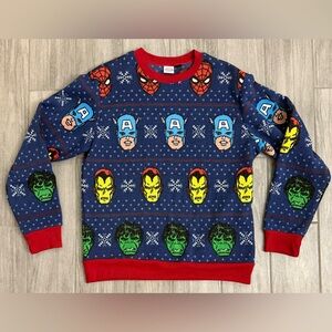 Marvel Men’s Crewneck Sweater – Blue, Red, Yellow, Green